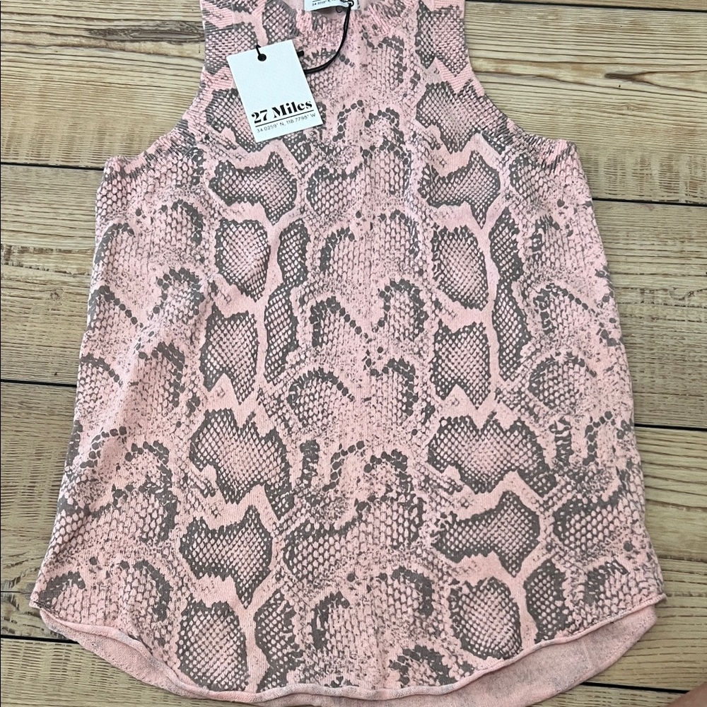27 Miles Malibu Pink & Gray Snake-Print Tank Top